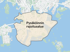 Kartta pysäköinnin rajoitusalueesta.