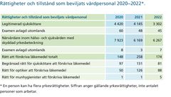 Tabell 1. Rättigheter och tillstånd som beviljats vårdpersonal