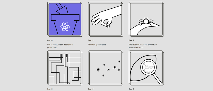 Full Stack -kurssin valikko.