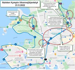 Karttakuva liikennejärjestelyistä.