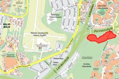 Kivikon luonnonsuojelualueen rajaus kartalla.