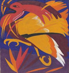 Natalia Goncharova: Skördepolyptyk: Fågel Fenix (1911). Tretjakovgalleriet. © Tretjakovgalleriet