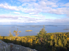 Pielisen vedenkorkeus oli syyskuun lopussa 19 cm tavallista alempana. Kuva: Ilkka Elo / Pohjois-Karjalan ELY-keskus.