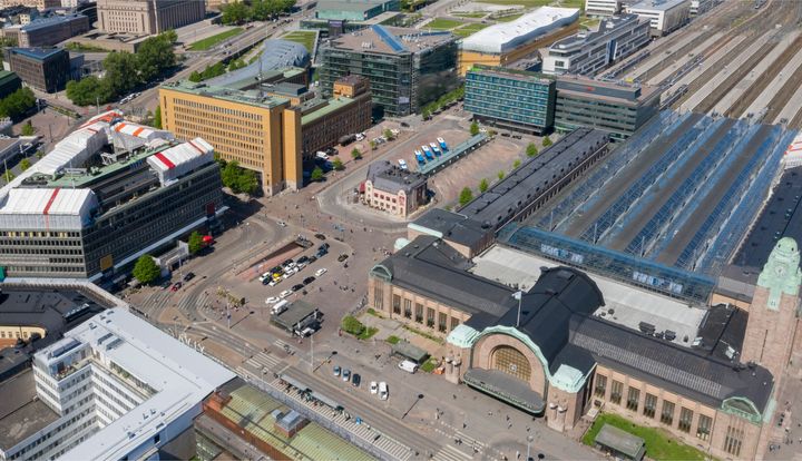 Helicopter view of Asema-aukio and Elielinaukio. Photo: Miikka Ruohonen / Lentokuva Vallas Oy.