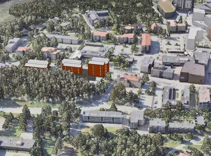 Luonnoskuva Kunnantien kaavamuutosalueesta. Kuva: Kangasalan kaupunki.