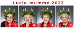 Vaasan Lucia-mummo 2022 valitaan neljän ehdokkaan joukosta. Kuva: Esa Siltaloppi.