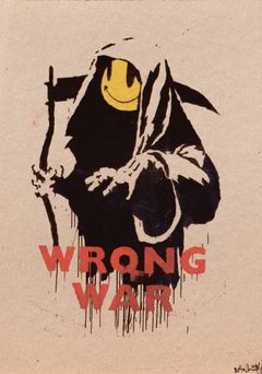 Banksy: Wrong War (Pax Britannica), 2004, Serigrafia paperille, 29,5 x 21 cm. Yksityiskokoelma