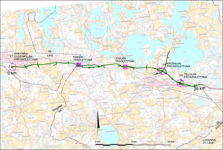 Valtatien 12 parantamishankkeesta Uudenkylän ja Tillolan välillä tiesuunnitelmaluonnos esillä hankkeen verkkosivuilla, palautteet pyydetään 19.2.2021 mennessä.