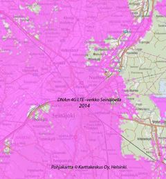 DNA:n 4G LTE -verkko Seinäjoella v. 2014