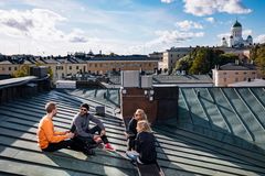 Freedom to work under the blue sky. Photo: Jussi Hellsten