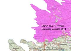 DNA:n 4G LTE -verkko Raumalla keväällä 2014
