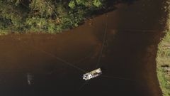 Dronekuva kaivausalueesta Kammarlahden länsirannalla. Kuvaaja: Jesse Jokinen/Museovirasto.