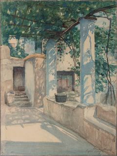Werner von Hausen: Courtyard, 1929, watercolour on paper, 48 x 35,7 cm. Turku Art Museum. Photo: Vesa Aaltonen.