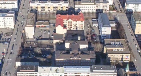 Byggnaderna som hör till enhetsskolan i Vasa centrum.