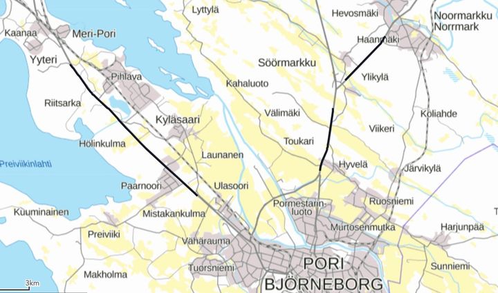 Porin kaupunkiseudun päällystyskohteet.