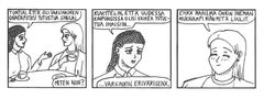 Oulussa 17.3.2015 järjestetyn sarjakuvatyöpajan satoa. Kuva Pohjois-Suomen ETNO.