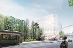 Havainnekuva Helsinki Gardenista Nordenskiöldinkadulta Pasilan suunnasta. Kuva: Arkkitehtuuritoimisto B & M Oy