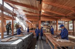 Wooden Tofu factory (2018), Village of Caizhai in Songyang (Zhejiang province), China. Architect Xu Tiantian, DnA_Design and Architecture, Beijing China. Photo Wang Ziling.