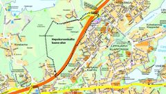 Kartan visar detaljplanen Hästkärrsberget. Bild: Esbo stad
