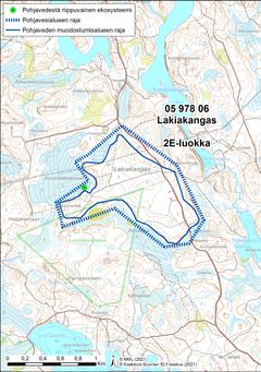 Karttakuva Lakiakankaan pohjavesialueesta Lappeenrannassa