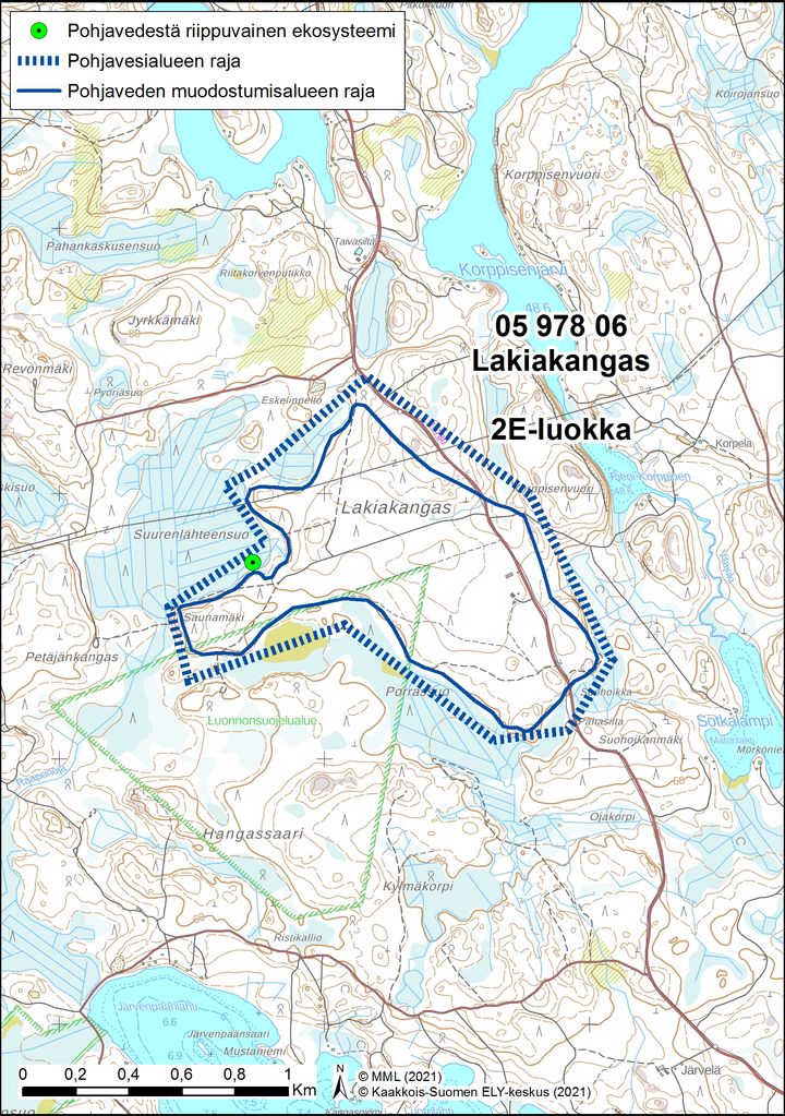 Karttakuva Lakiakankaan pohjavesialueesta Lappeenrannassa