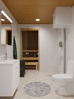 Jalostusasemankatu 5b:llä ja 9b:llä on asuntojen omien kylpytilojen lisäksi myös yhteinen saunaosasto, jota asukkaat voivat vuokrata käyttöönsä.