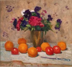 Werner von Hausen: Still-life with Flowers and Fruit, 1949, oil on canvas, 45 x 49 cm. Private Collection. Photo: Vesa Aaltonen.