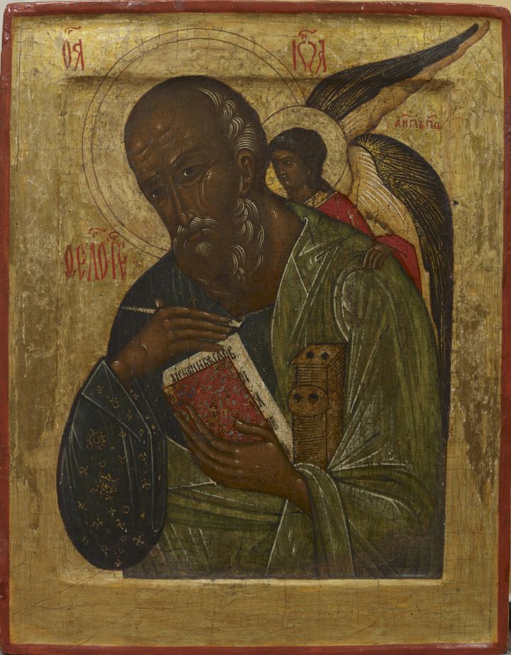 Venäläinen ikoni, 1500-l jälkipuoli: Johannes Evankelista. Kansallisgalleria.