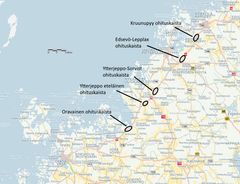 Suunniteltavien ohituskaistaosuuksien sijoittuminen kartalla.
