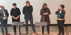Seminaarin panelistit vasemmalta oikealle: Matti Toivonen, Nina Elomaa, Niklas Kaskeala, Terhi Lehtonen ja Lotta Heikkonen