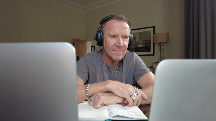 Film director Renny Harlin directing remotely at his home in London