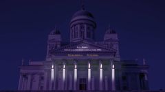 Kuva on ruutukaappaus valotaideteoksen havainnevideosta, valoteos on nähtävillä keskiviikosta 11.11. kello 6 alkaen.