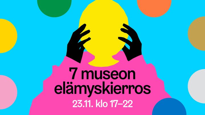 7 museon elämyskierros levittäytyy keskiviikkoiltana 23.11. Helsingin keskustan museoihin ja Helsingin Taidehalliin. Kuvitus: N2.