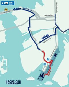 Länsisatamaa käyttävien henkilöautoilijoiden kannattaa valita jatkossa reitikseen Länsisatamankatu.