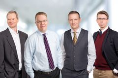 Tutkimuksen ovat tehneet Etlan Mika Pajarinen (vas.), Ilkka Ylhäinen, Jyrki Ali-Yrkkö ja Juri Mattila. Tutkimuksen on rahoittanut Business Finland.