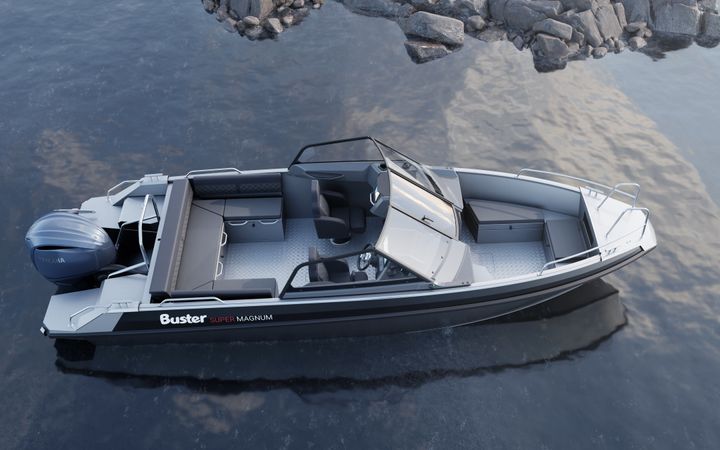 Since it was first launched in 1990, the Buster Magnum has become the most popular large open boat in the Nordic markets. The new SuperMagnum is a 7.4-metre open boat with a seating capacity of 10.