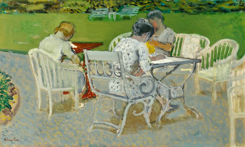 Maurice Brianchon (1899–1979), Puutarhassa, n. 1938, öljy kankaalle, 33 x 55 cm, Gösta Serlachiuksen taidesäätiö, Mänttä. Valokuva: Hannu Miettinen / Gösta Serlachiuksen taidesäätiö. 