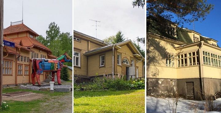 Finalistikolmikko vasemmalta: Aseman Taidelaituri, Marjamäen pappila, Wanha Kauppiastalo. Kuvat Eino Logrén, Tuula Paul, Airi Männynsalo. Vapaa julkaistavaksi.