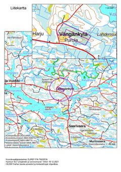 Kartta Vägänkylän luonnonsuojelualueesta.