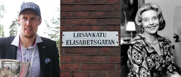 Kuva: Suomen jääkiekkoliitto (Marko Anttila), Niina Niskanen (Liisankadun katukyltti) ja Wikimedia Commons (Regina Linnanheimo)