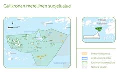 Karta: Gullkrona skyddsområdet på havet.