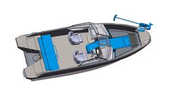 The removable fishing accessories package includes rod boxes, casting decks at the bow and stern, and a side mount for a bow engine.