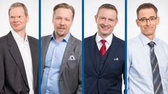 Tuoreen tutkimuksen kaupan esteistä ovat Etlasta tehneet tutkija Mika Pajarinen (vas.), tutkimusjohtajat Tero Kuusi ja Jyrki Ali-Yrkkö sekä tutkija Ville Kaitila.