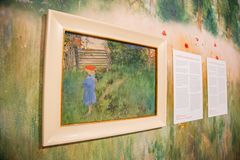 Carl Larssonin akvarelli Lisbeth ja kirsikankukka, 1899. Andersudde,  Anders Wiklöfin kokoelma, Ahvenanmaa. Kuva: Jakke Nikkarinen/Hanaholmen