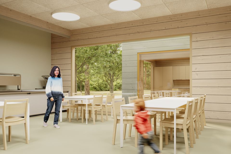 Hoivarakentajat - Leppäkorven päiväkoti Vantaa - havainnekuva ruokasali print