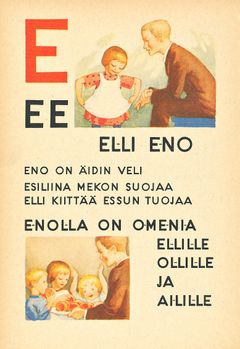 Suomen lasten aapinen (1951), toimittanut Kaisa Hälinen, kuvittanut Rudolf Koivu