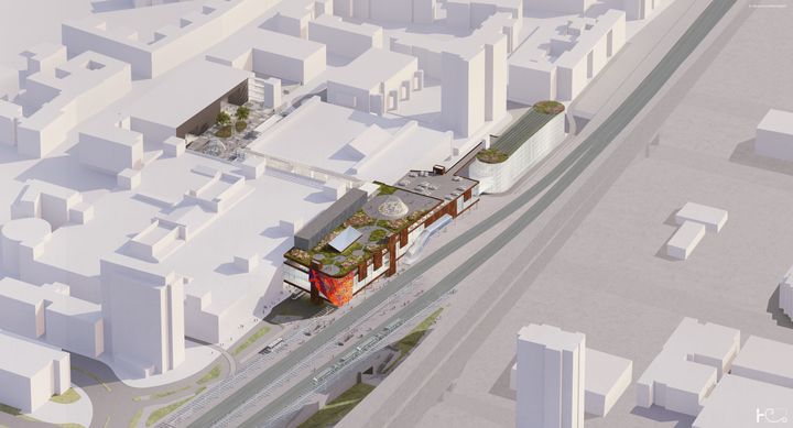 Illustration of the expansion of Sello Shopping Centre above the bus terminal, Viaporintori Square to be renovated, and the new carpark by the railway. Image: Helin & Co Architects