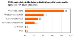 Liite 1. Huonoihin kesärenkaisiin liittyvät riskit (Autonrengasliiton kuluttajakysely 2016)