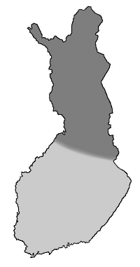 Eteläisessä Suomessa (kartalla vaaleanharmaa alue) myyräkannat ovat alhaiset. Pohjoisessa Suomessa (tummanharmaa alue) myyriä on runsaasti, ja alueella on odotettavissa myyrähuippu syksyllä 2015.