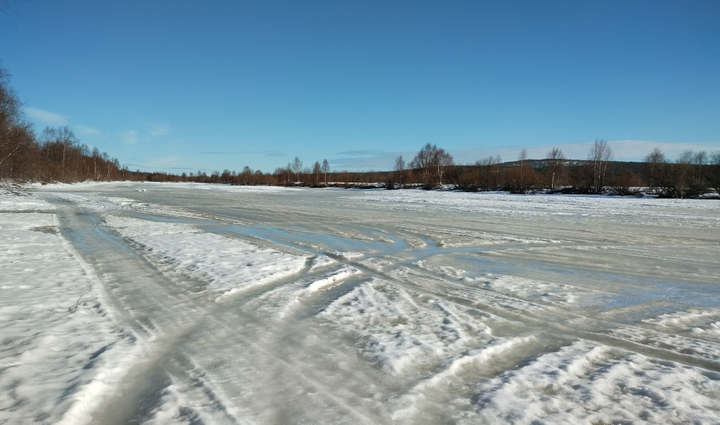 Ounasjoki Ylikylän kohdalta 20.4.2023. Kuva: Lapin ELY-keskus